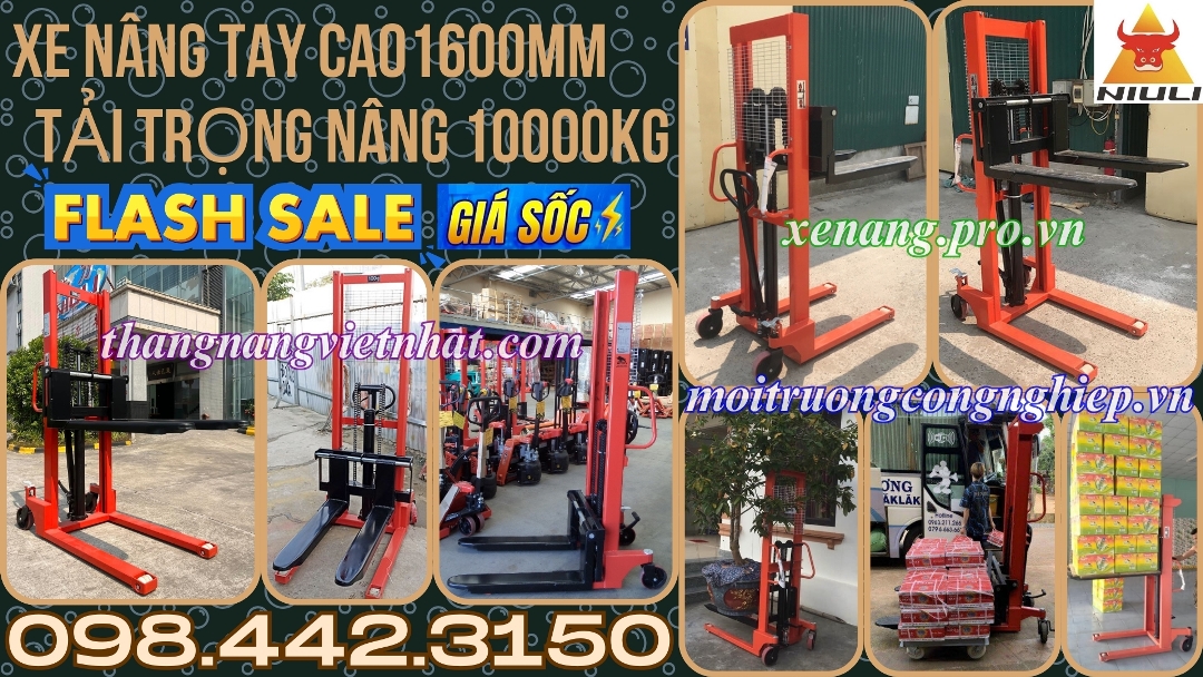 Xe nâng tay cao 1.6 mét tải trọng nâng 1000kg