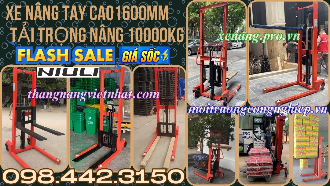 Xe nâng tay cao 1.6 mét tải trọng nâng 1000kg