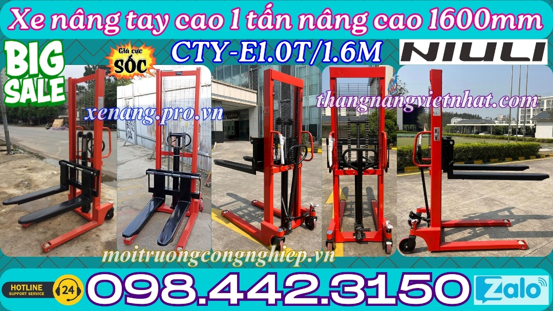 Xe nâng tay cao 1000kg nâng cao 1.6 mét NIULI