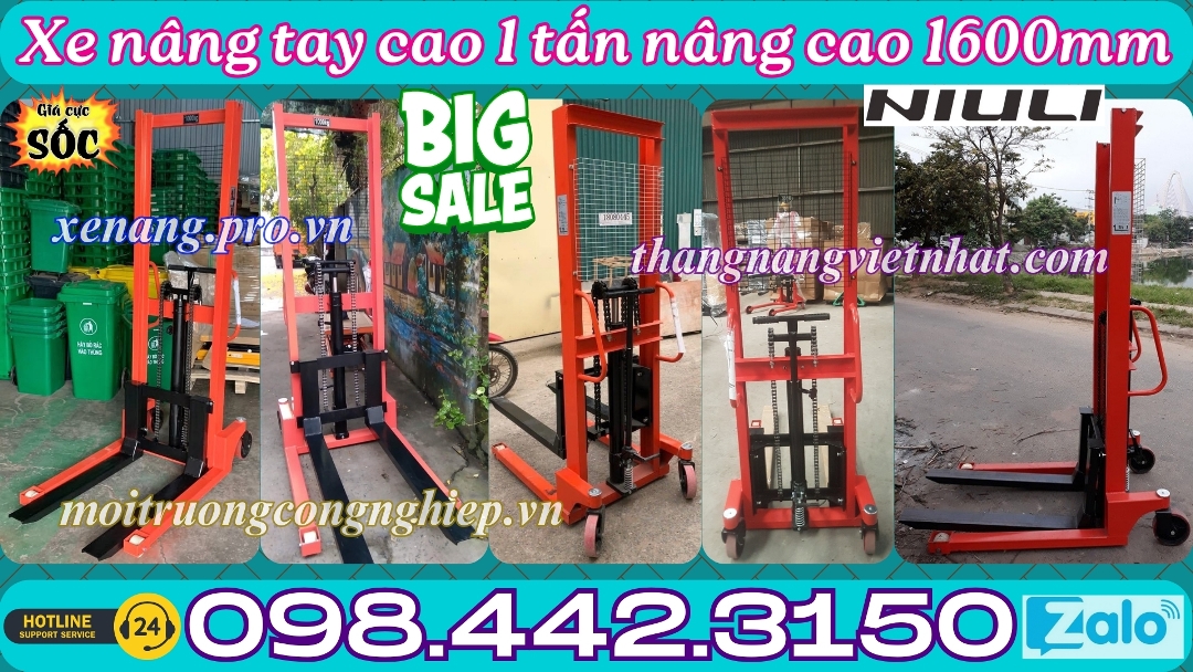Xe nâng tay cao 1000kg nâng cao 1.6 mét NIULI