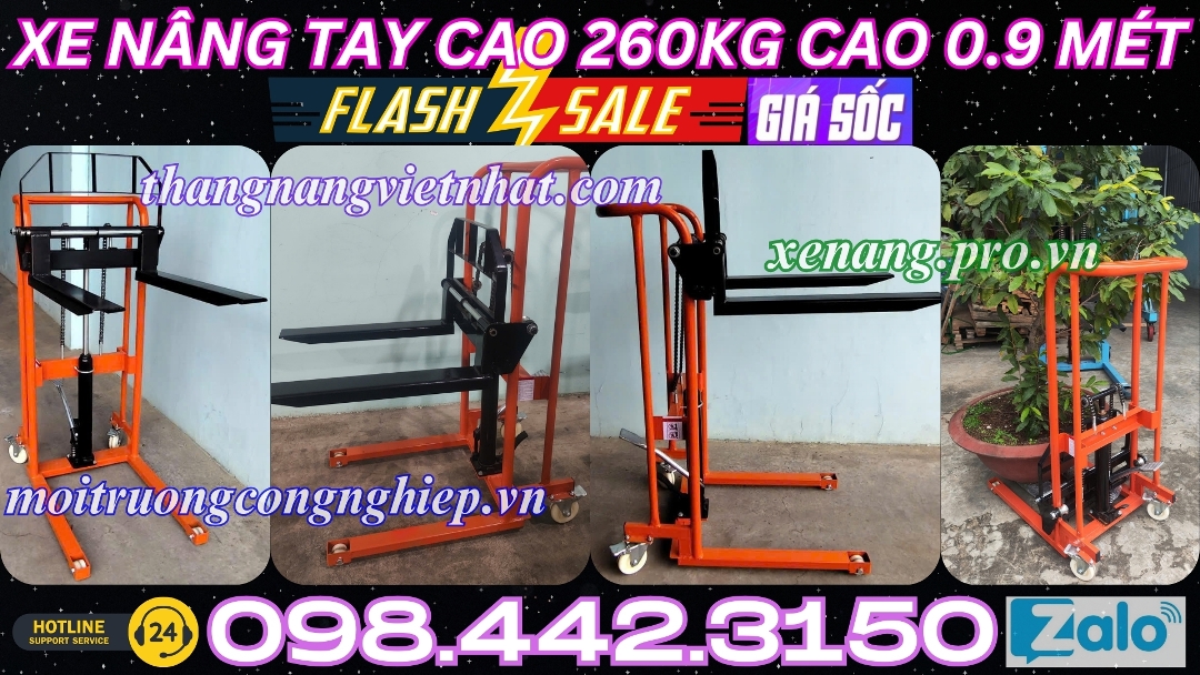 Xe nâng tay cao 260kg cao 0.9 mét