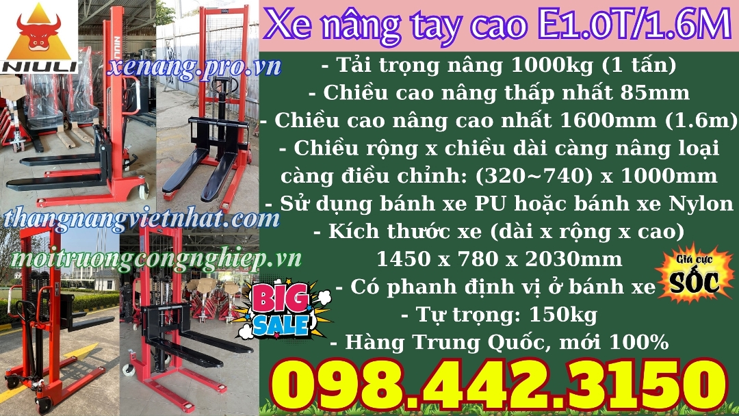 Xe nâng tay cao E1.0T/1.6M