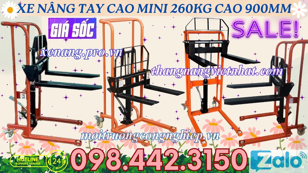 Xe nâng tay cao mini 260kg cao 90cm