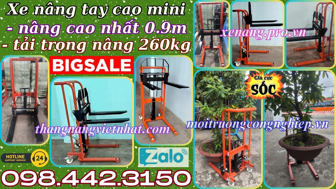Xe nâng tay cao mini 260kg nâng cao 900mm